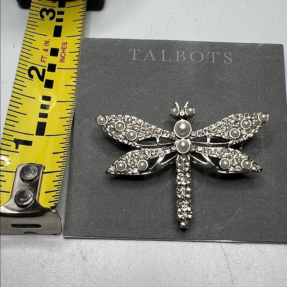 NWT Talbots Silver and Pearl Dragonfly Brooch